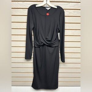 Nine West Black Long Sleeve Dress with Twist Front